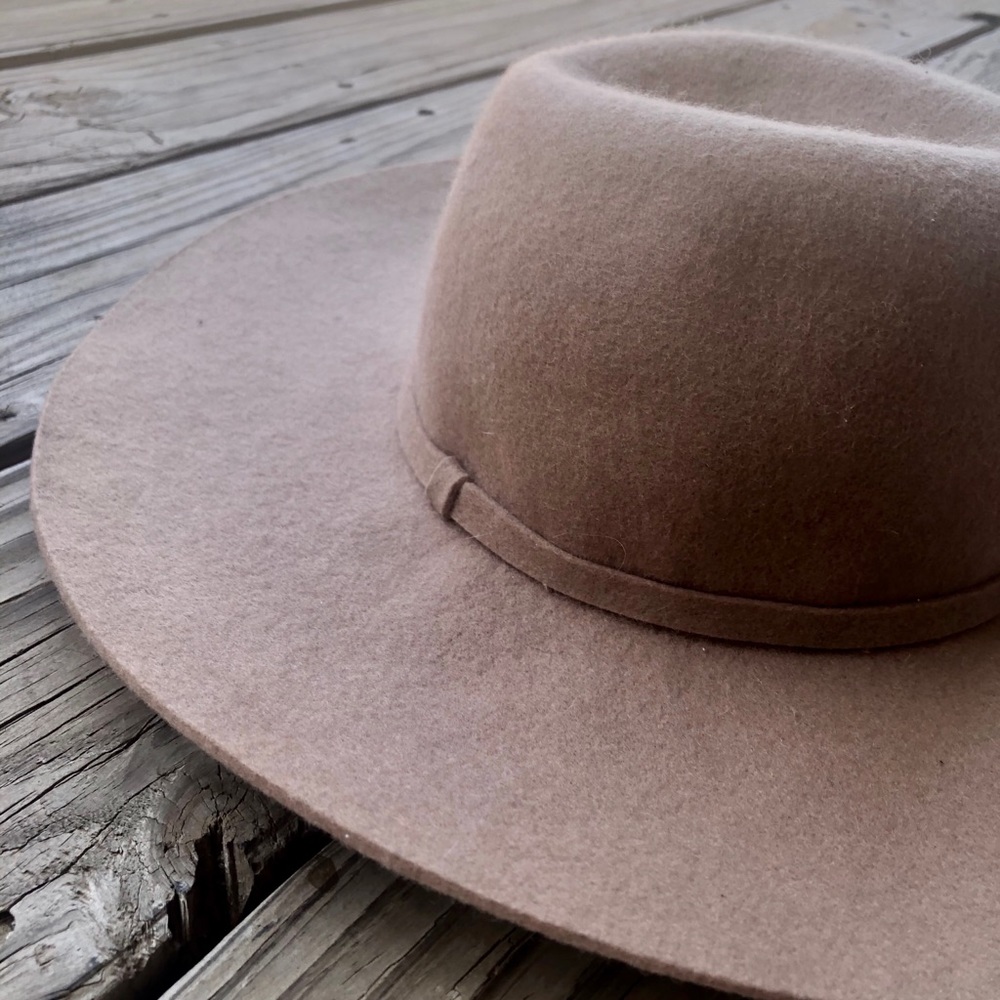 Beige Wool, Wide Brimmed, Floppy Hat
